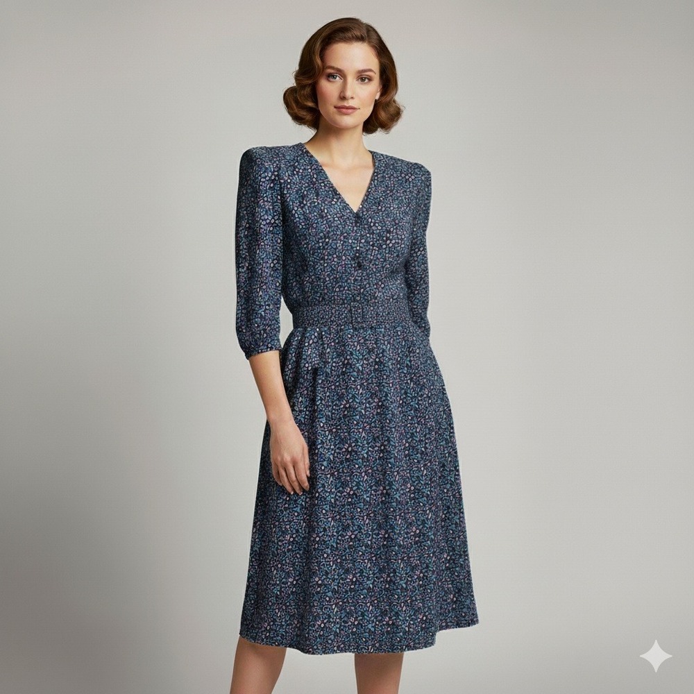 Sophisticates Petite Floral Print Wrap Dress Vintage Size 10 Rayon